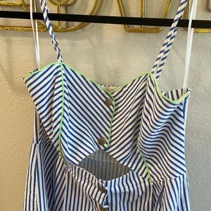 Blue & white stripe dress with cut out